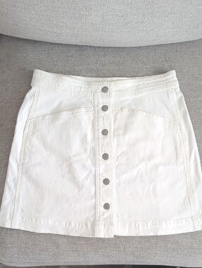 Madewell White Denim Button-Front Mini Skirt Size 8